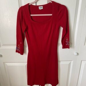 Embroidered vintage red mini dress
